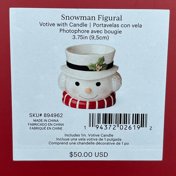 RESERVED 2 NEW Lenox SNOWMAN ☃️ FIGURAL Porcelain VOTIVES with TEA LIGHT CANDLES - Picture 12 of 12
